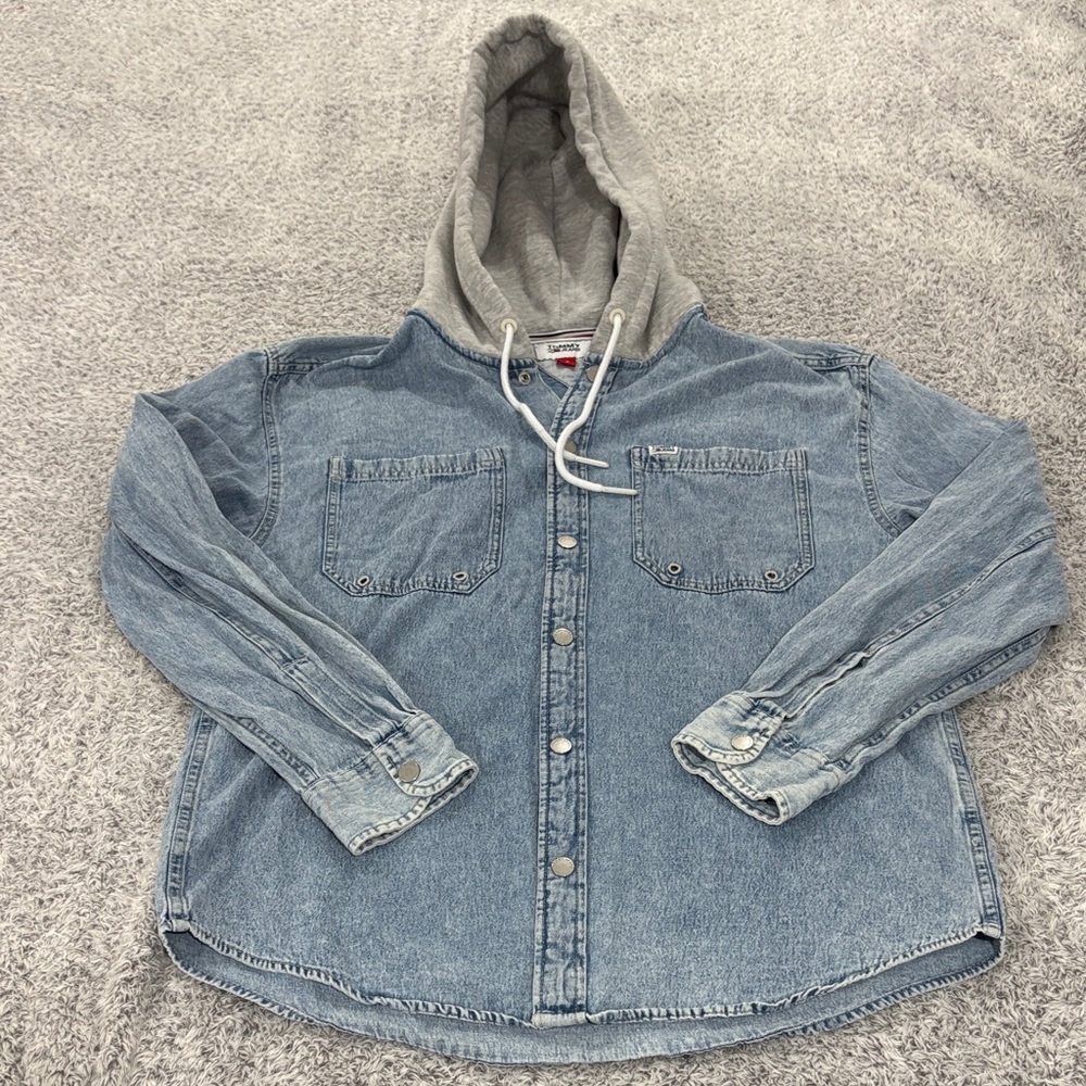 Tommy Hilfiger Light Blue Denim Hooded Shirt